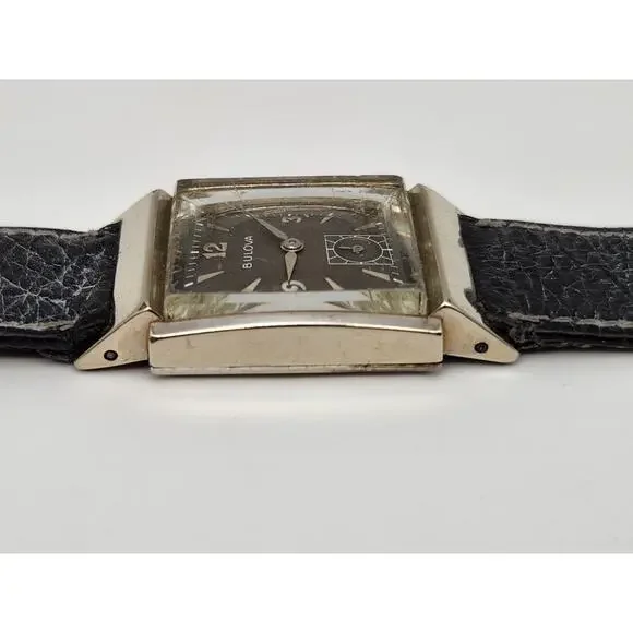 Rare MENS BULOVA Gray Dial Douglas 21 Jewels Watch 10K GF Sub-Second Dial